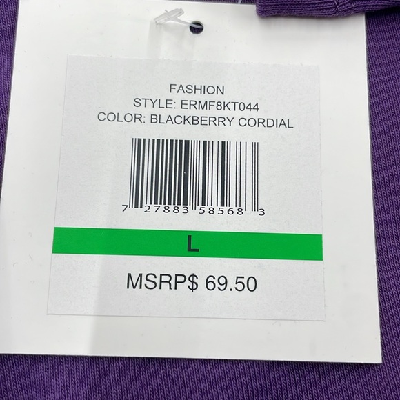 Ellen Tracy purple long sleeve tee with gold metal embellishments, size L, NWT - Picture 6 of 8